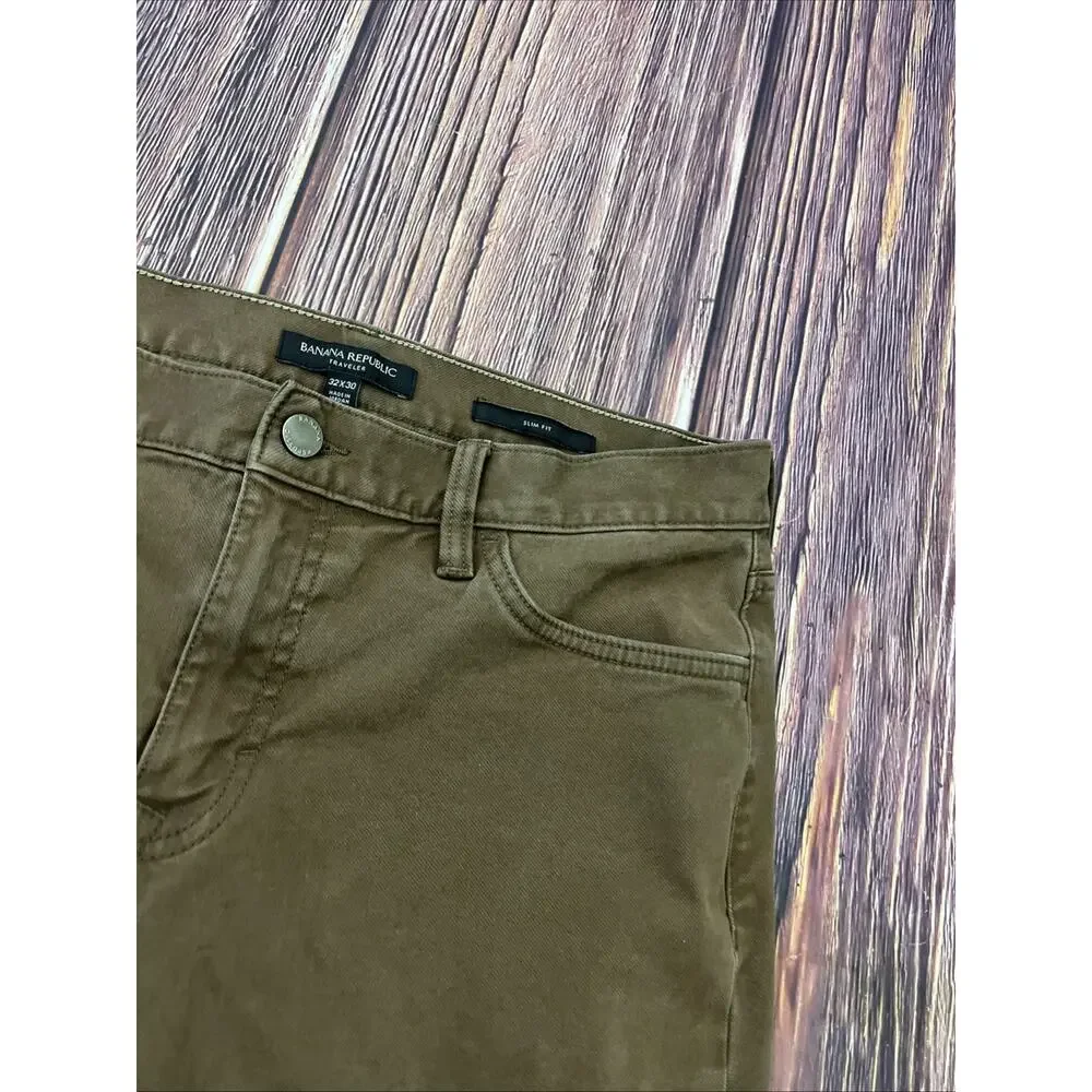 Banana Republic Traveler Slim Fit Brown Jeans Men's Sz 32x30 (Actual 32x30)